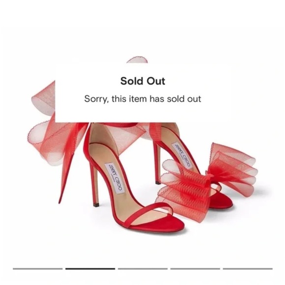 Jimmy Choo Red Ribbon Heels - Picture 1 of 4